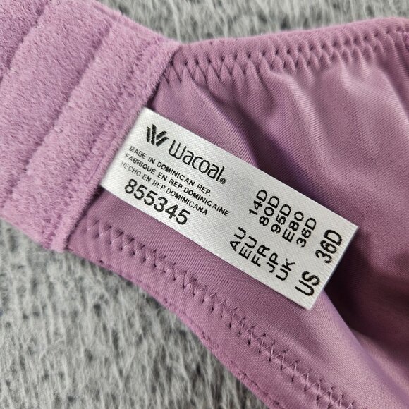 Wacoal Bra Womens 36D Purple Lace Underwire Padded 855345 Full Coverage‎ Support - Picture 8 of 14